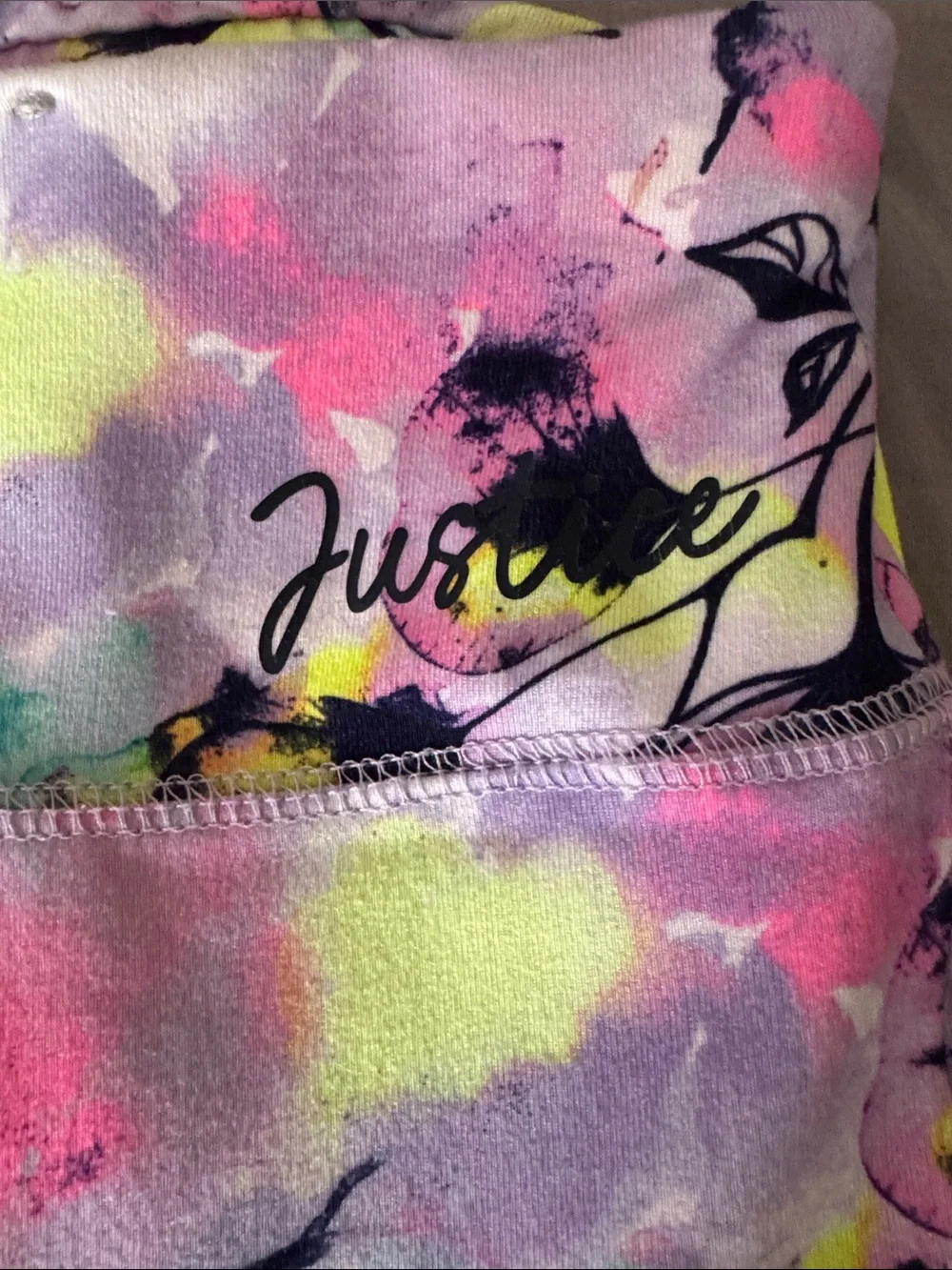 Justice Colorful Floral Print Leggings - Neon Pastel Abstract